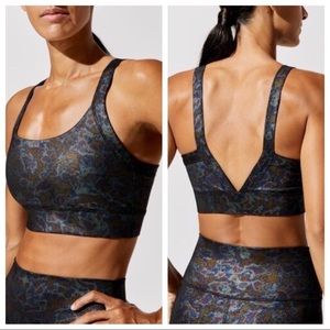 Carbon 38 Black Oil Slick Galaxy Foil V Back Bra XS